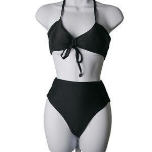 Magnolia Place Women's High Waisted Tummy Control Halter 2-Piece Bikini SET S